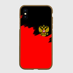 Чехол iPhone XS Max матовый Россия красные краски