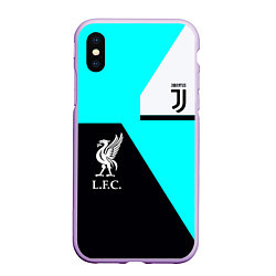 Чехол iPhone XS Max матовый Juventus x Liverpool geometry, цвет: 3D-сиреневый