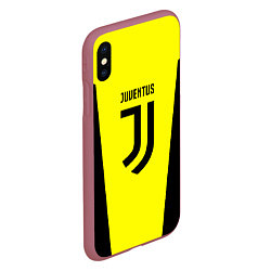 Чехол iPhone XS Max матовый Juventus sport geometry yellow, цвет: 3D-малиновый — фото 2