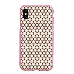 Чехол iPhone XS Max матовый Паттерн сетчатые звездочки, цвет: 3D-розовый