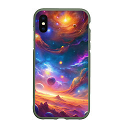 Чехол iPhone XS Max матовый Космический пейзаж яркий с галактиками