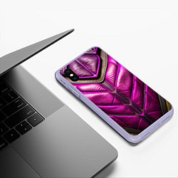 Чехол iPhone XS Max матовый Текстурная кожа в космическом стиле, цвет: 3D-светло-сиреневый — фото 2