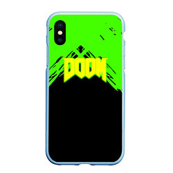 Чехол iPhone XS Max матовый Doom кислотное лого, цвет: 3D-голубой