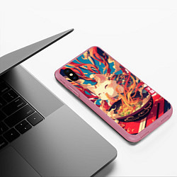 Чехол iPhone XS Max матовый Cat and ramen, цвет: 3D-малиновый — фото 2