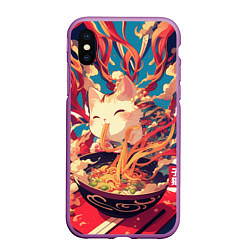 Чехол iPhone XS Max матовый Cat and ramen