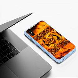 Чехол iPhone XS Max матовый Африканские наскальные рисунки, цвет: 3D-голубой — фото 2