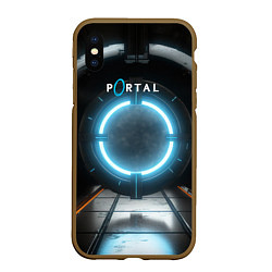 Чехол iPhone XS Max матовый Portal logo game, цвет: 3D-коричневый