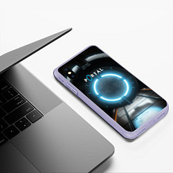 Чехол iPhone XS Max матовый Portal logo game, цвет: 3D-светло-сиреневый — фото 2
