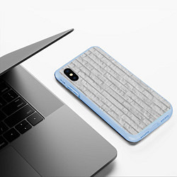 Чехол iPhone XS Max матовый Текстура серого камня, цвет: 3D-голубой — фото 2