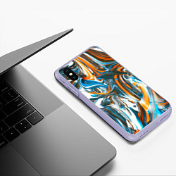 Чехол iPhone XS Max матовый Иллюзия смешанных абстрактных красок, цвет: 3D-светло-сиреневый — фото 2