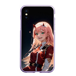 Чехол iPhone XS Max матовый Милый во франксе - zero two, цвет: 3D-светло-сиреневый