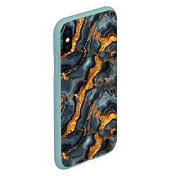 Чехол iPhone XS Max матовый Золотой мрамор, цвет: 3D-мятный — фото 2