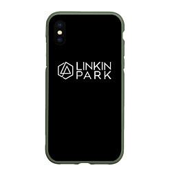 Чехол iPhone XS Max матовый Linkin parrk logo chester, цвет: 3D-темно-зеленый