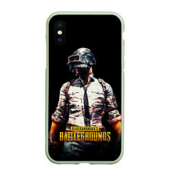 Чехол iPhone XS Max матовый PUBG игрок на закате черный фон