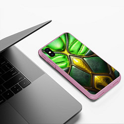 Чехол iPhone XS Max матовый Зеленый текстурный костюм из кожи, цвет: 3D-розовый — фото 2