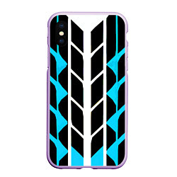 Чехол iPhone XS Max матовый Blue and white lines on a black background