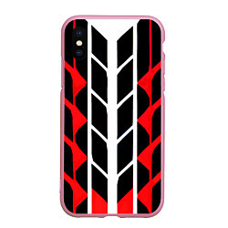 Чехол iPhone XS Max матовый White and red lines on a black background