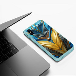 Чехол iPhone XS Max матовый Объемная футуристичная объемная текстура из кожи, цвет: 3D-мятный — фото 2