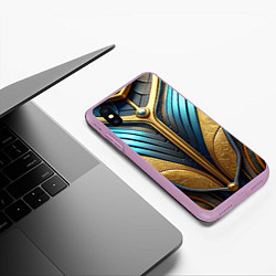 Чехол iPhone XS Max матовый Объемная футуристичная объемная текстура из кожи, цвет: 3D-сиреневый — фото 2