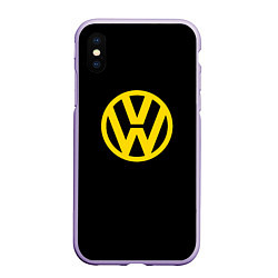 Чехол iPhone XS Max матовый Volkswagen logo yellow, цвет: 3D-светло-сиреневый