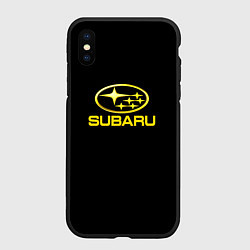 Чехол iPhone XS Max матовый Subaru logo yellow