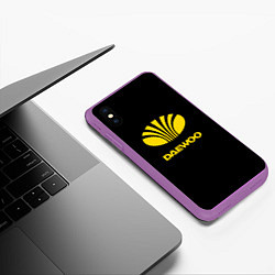 Чехол iPhone XS Max матовый Daewoo logo yellow, цвет: 3D-фиолетовый — фото 2