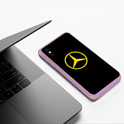 Чехол iPhone XS Max матовый Mercedes logo yello, цвет: 3D-сиреневый — фото 2