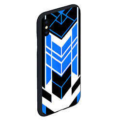 Чехол iPhone XS Max матовый Blue and black stripes on a white background, цвет: 3D-черный — фото 2