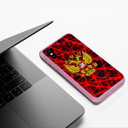 Чехол iPhone XS Max матовый Россия текстура символика, цвет: 3D-розовый — фото 2