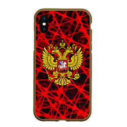 Чехол iPhone XS Max матовый Россия текстура символика