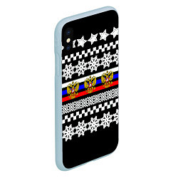 Чехол iPhone XS Max матовый Rusiia winter pattern, цвет: 3D-голубой — фото 2