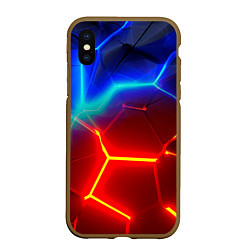 Чехол iPhone XS Max матовый Красные плиты с ярким светом, цвет: 3D-коричневый