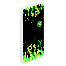 Чехол iPhone XS Max матовый Minecraft green flame, цвет: 3D-белый — фото 2