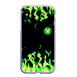 Чехол iPhone XS Max матовый Minecraft green flame