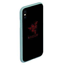 Чехол iPhone XS Max матовый Razer red logo, цвет: 3D-мятный — фото 2