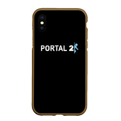 Чехол iPhone XS Max матовый Portal 2 logo, цвет: 3D-коричневый