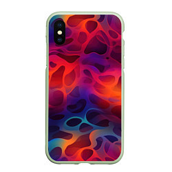 Чехол iPhone XS Max матовый Паттерн неоновой волны, цвет: 3D-салатовый