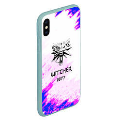 Чехол iPhone XS Max матовый The Witcher colors neon, цвет: 3D-мятный — фото 2