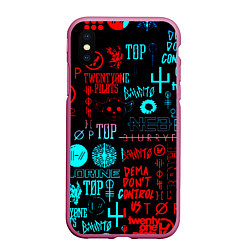 Чехол iPhone XS Max матовый Twenty one pilots pattern music, цвет: 3D-малиновый