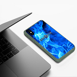 Чехол iPhone XS Max матовый God of war neon flower, цвет: 3D-темно-зеленый — фото 2