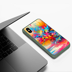 Чехол iPhone XS Max матовый Красочная абстракция - импрессионизм, цвет: 3D-темно-зеленый — фото 2