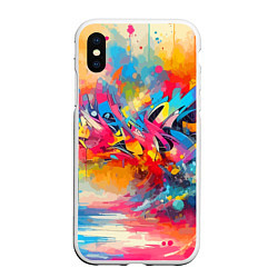 Чехол iPhone XS Max матовый Красочная абстракция - импрессионизм, цвет: 3D-белый