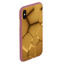 Чехол iPhone XS Max матовый Золотые неоновые плиты в разломе, цвет: 3D-малиновый — фото 2