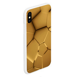 Чехол iPhone XS Max матовый Золотые неоновые плиты в разломе, цвет: 3D-белый — фото 2