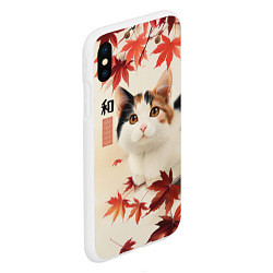 Чехол iPhone XS Max матовый Кошка и листья клена - осень, цвет: 3D-белый — фото 2