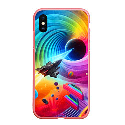 Чехол iPhone XS Max матовый Полёт к чёрной дыре - нейросеть, цвет: 3D-баблгам