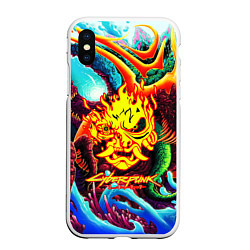 Чехол iPhone XS Max матовый Cyberpunk hyperbeast steel, цвет: 3D-белый