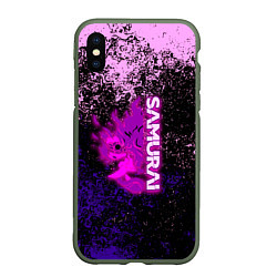 Чехол iPhone XS Max матовый Samurai neon logo краски