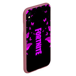 Чехол iPhone XS Max матовый Fortnite buterfly neon, цвет: 3D-малиновый — фото 2