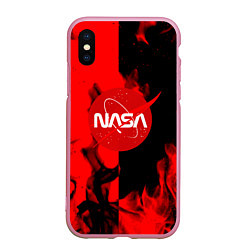 Чехол iPhone XS Max матовый NASA красный огонь